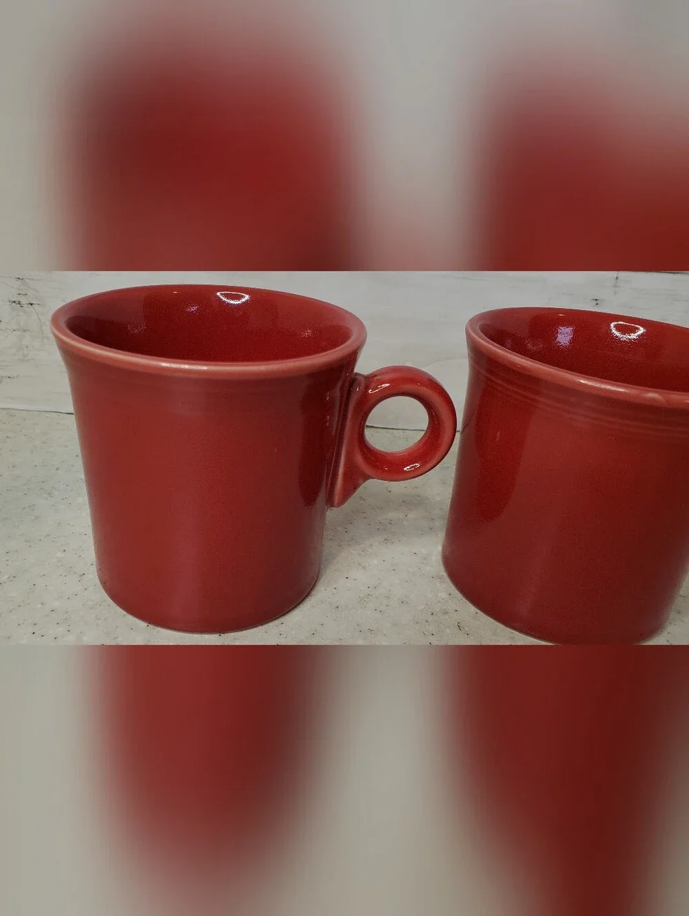 Fiesta Homer Laughlin Scarlet Red Coffee Mugs Set of 2 Ring Handle USA Ceramic